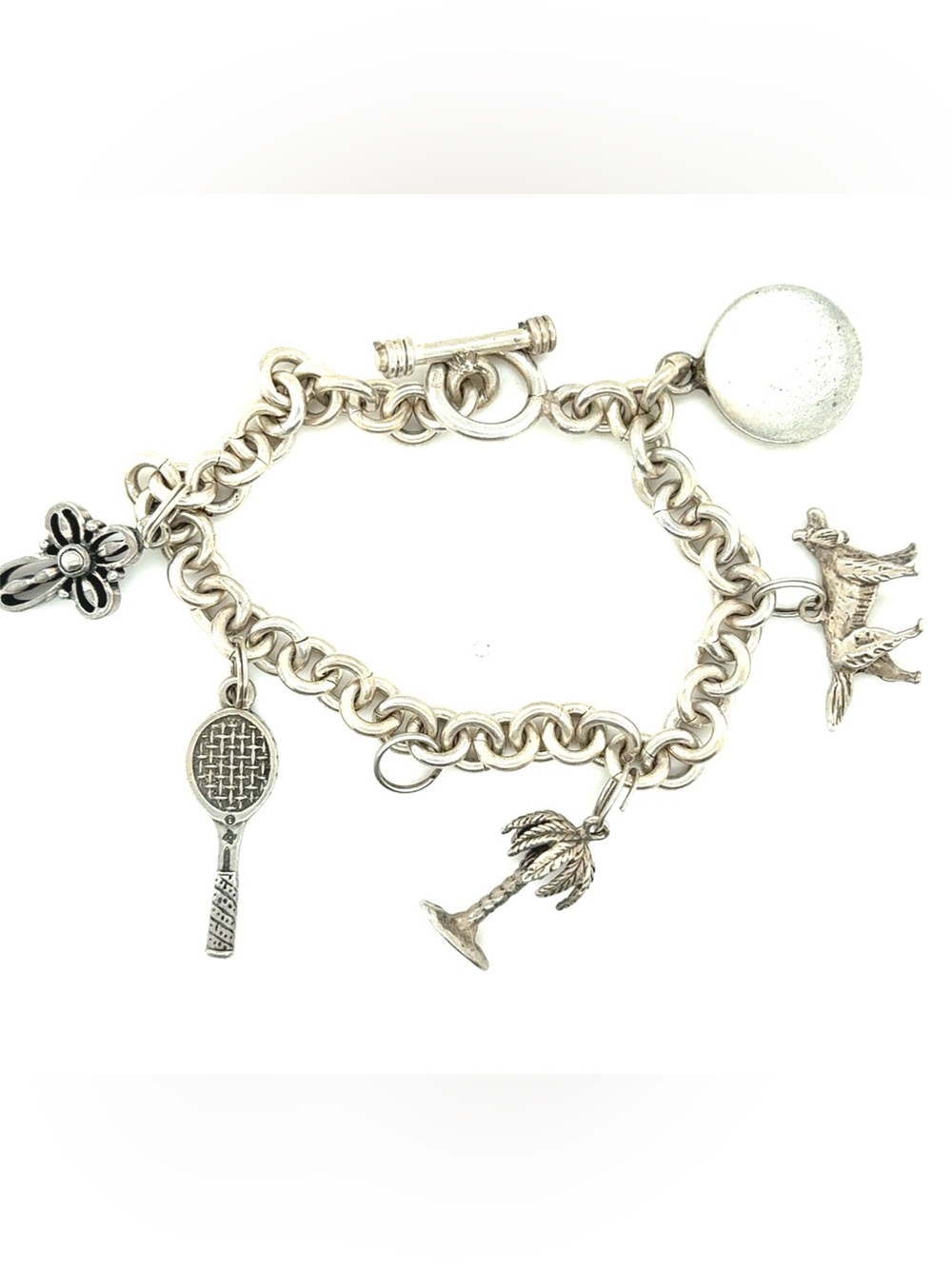 Sterling‎ Silver Charm Toggle Bracelet